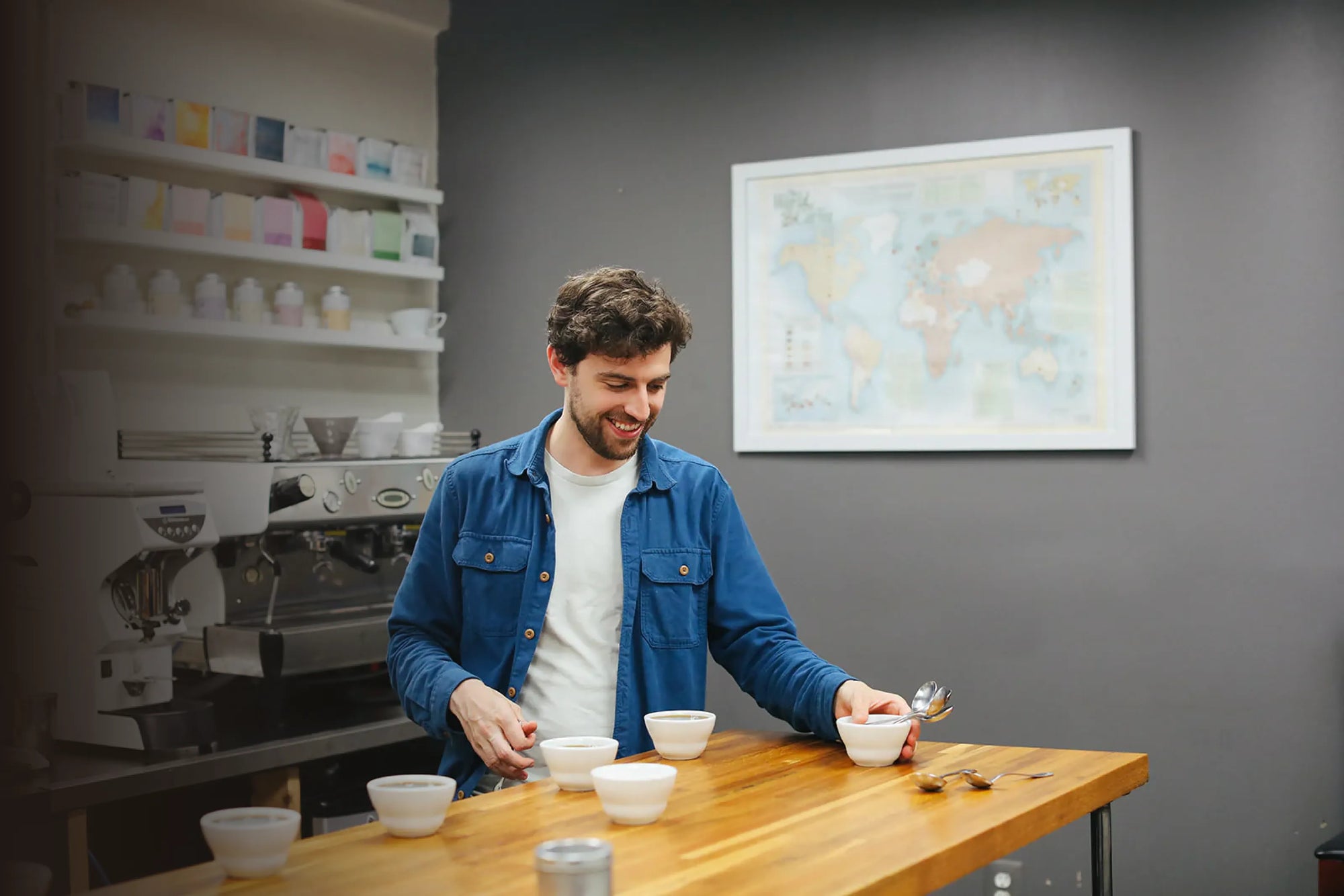 A cupping event at Ceremony Coffee